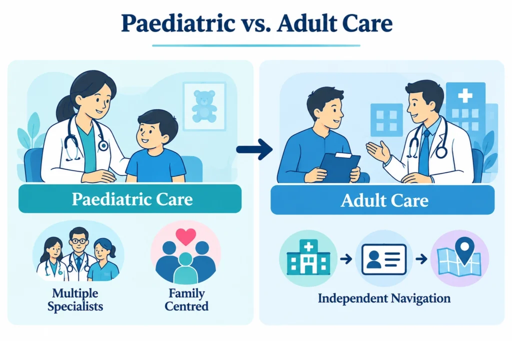 Paediatric vs adult care
